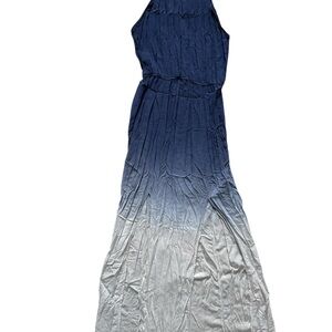 Elegant Blue and White Ombre Maxi Dress